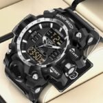 Rel-gios-militares-imperme-veis-para-homens-Rel-gio-Quartz-Dual-Display-banner preto